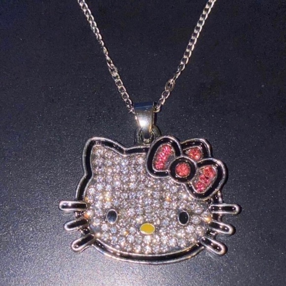 Hello Kitty Necklace 20 Inches heavy Cubic Zirconia 925k Brand New chain - Picture 1 of 6